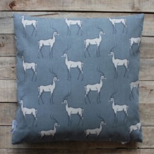 Antelope print, blue grey cushion by Biggie Best